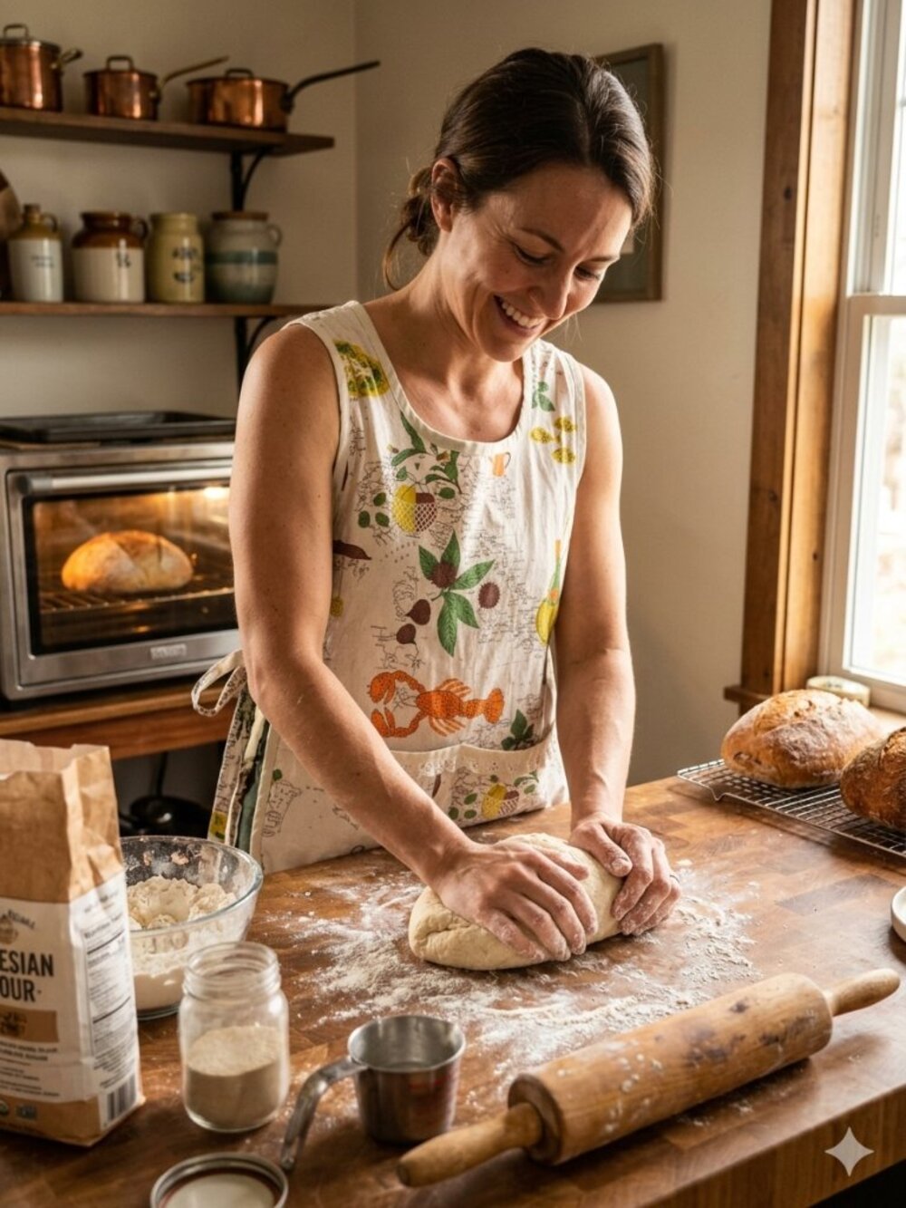 Vintage Handmade Cobbler Apron | Retro Material | Pockets / Side Ties 1950s